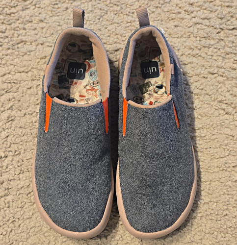 UIN Women's Slip-On Comfort Lightweight Knit Shoes Gray/Orange US 7.5 W0106267