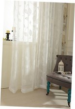 White Sheer Curtains 84 inches Long Leaves 54"W x 84"L Pack of 2 Vine