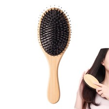 Boar Bristle Hair Brush, Natural Bamboo Wooden Paddle Hairbrush, Massage Anti St