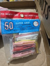 Vintage 50 Super Grip Plastic Clothes Pins Blasdell Plastic Co. Made In USA