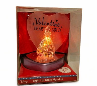 Disney Princess Belle Valentines Color Changing LED Light Up Glass Figurine