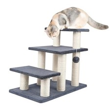 Dog Stairs, Cat Scratching Post 3 Steps Stairs for Cats and Dogs, Stable Grey