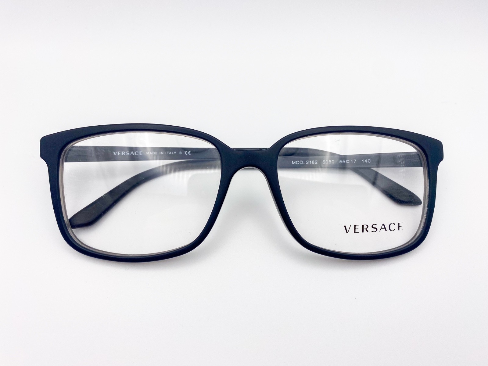 Versace Y2K Black Rectangular Eyeglasses Frames -… - image 1