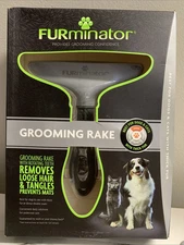 FURminator Daily Grooming Rake w/Rotating Teeth Dogs & Cats w/Thick Fur, NEW