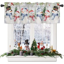 Snowman Curtains Valance for Bedroom Living Room, Christmas Tree Red Cardinal...