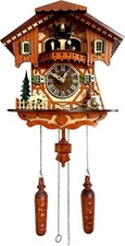 Traditional German Style Cuckoo Clock Black Forest House Clock with Moving Wood 