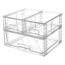 Clear Stackable Storage Drawers Wide Organizer Set 3 Pack Home Storage