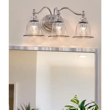 23 In. 3-Light Brushed Nickel Vintage Vanity Light with Clear Glass Shade