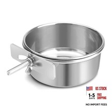 Bird Cage Feeder, Bird Feeder 20oz Stainless Steel Food Water Bowl with Clamp