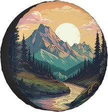 Spare Tire Cover for RV Camper Trailer Mountains Forest Nature 15 inch