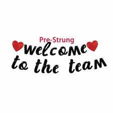 Vrogadso Pre-Strung Welcome to The Team Banner Black Glittery New