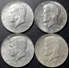 Lot of 4 1965 & 1966 Kennedy Half Dollars 40% Silver AU/BU Mixed Condition