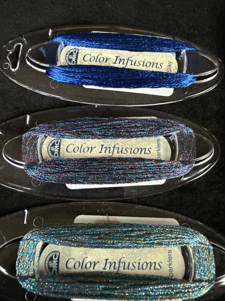 DMC Color Infusions Aqua Collection Silky & Sparklers 5 Yards Each NOS - Image 3 of 4