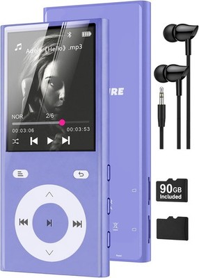 90GB MP3 Player with Bluetooth 5.3, Music Player with 2 TF Card Slots 2.4'' Color