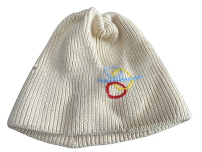 100% WOOL Beanie Knit winter Ski Hat Made In Cortina Italy Vtg