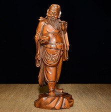 Wooden Gifts Anniversary Handcarved God Of Wealth Statue Fortune Figurine