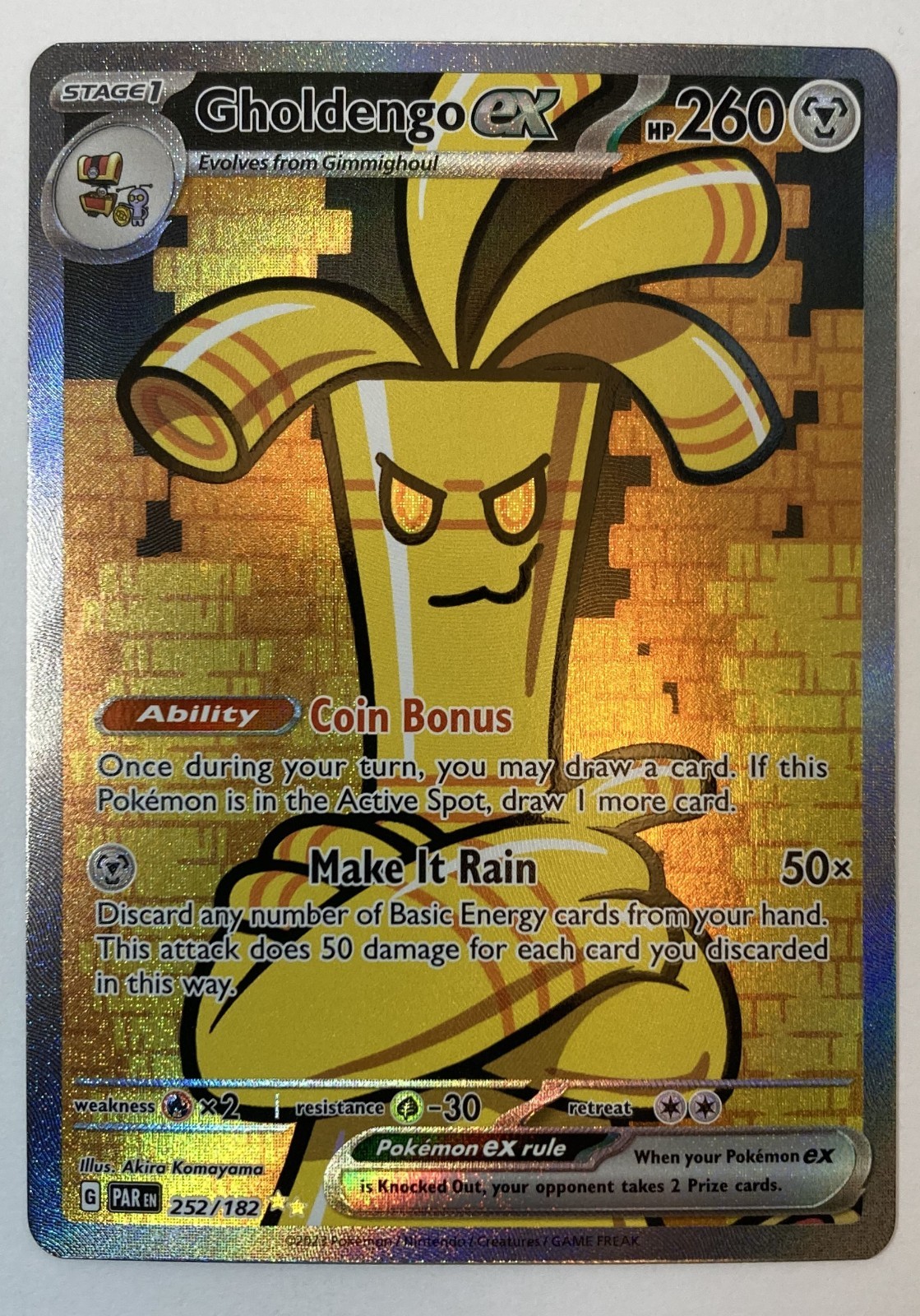 Near Mint Gholdengo ex 252/182 SV04: Paradox Rift Holo