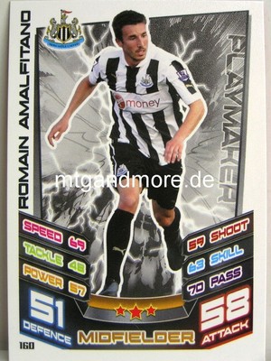 Match Attax 2012/13 Premier League - #160 Romain Amalfitano - Newcastle United