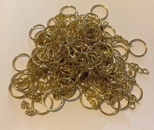 100 Bright Gold Keyrings Key Chains DIY 5 Link Keychins FREE SHIPPING ...