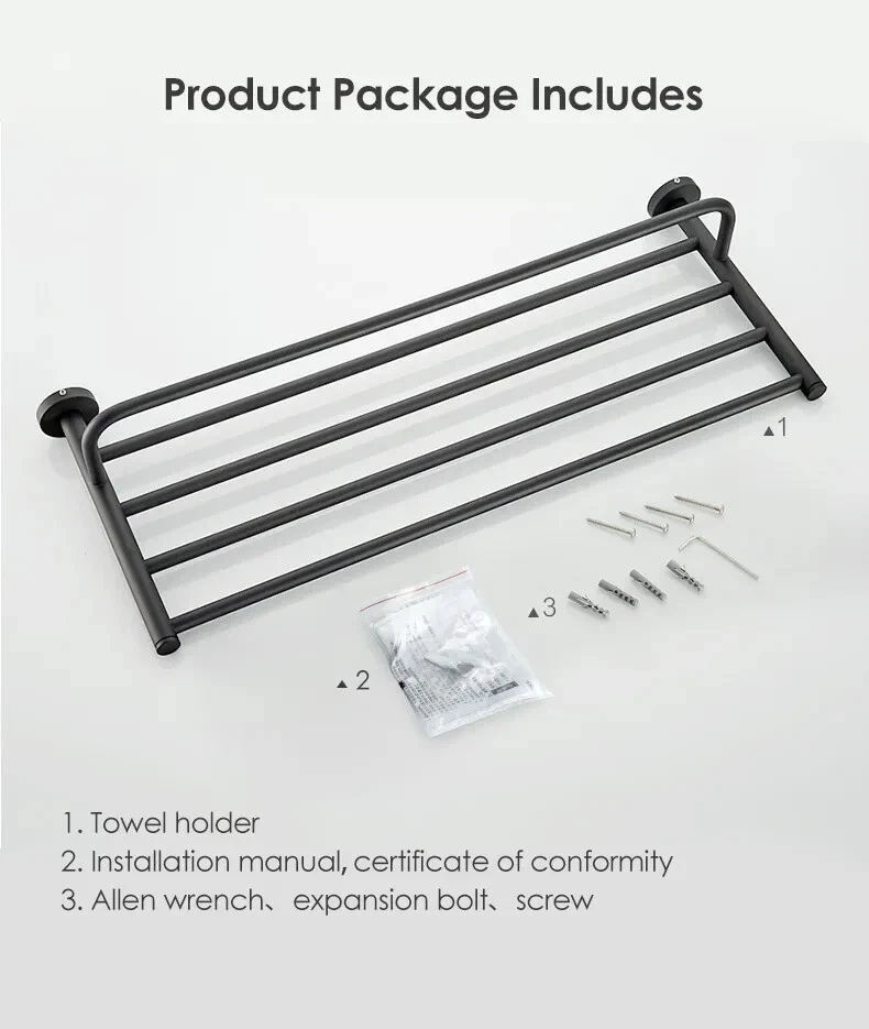 JOMOO SUS304 Toallero Acero Inoxidable Negro Mate Antióxido Estante Baño Foto 2 de 4