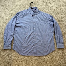 Polo Ralph Lauren Regent Classic Fit Size 17 XL Blue Men's Button Up Shirt