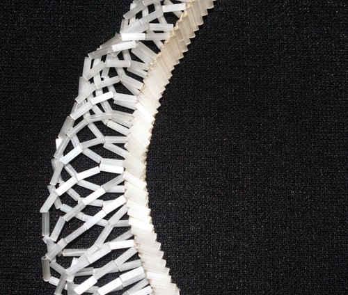 Vintage White Bugle Bead Choker Bib Necklace 13” Long 2 ½” Drop Beautiful! - Picture 4 of 13