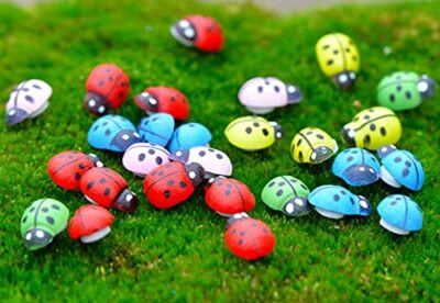 100pcs Mini Wooden Ladybug Sticker Garden Party Decor DIY Craft-Assorted Color