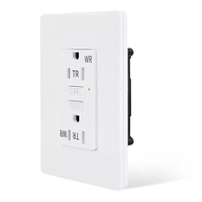 Slim GFI Outlet 15 Amp WR TR GFCI Receptacles with Plate for Kitchen Bathroom US