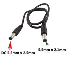 10x DC Power Plug 5.5x 2.5mm Male To 5.5x2.1mm Male CCTV Adapter Connector Cable