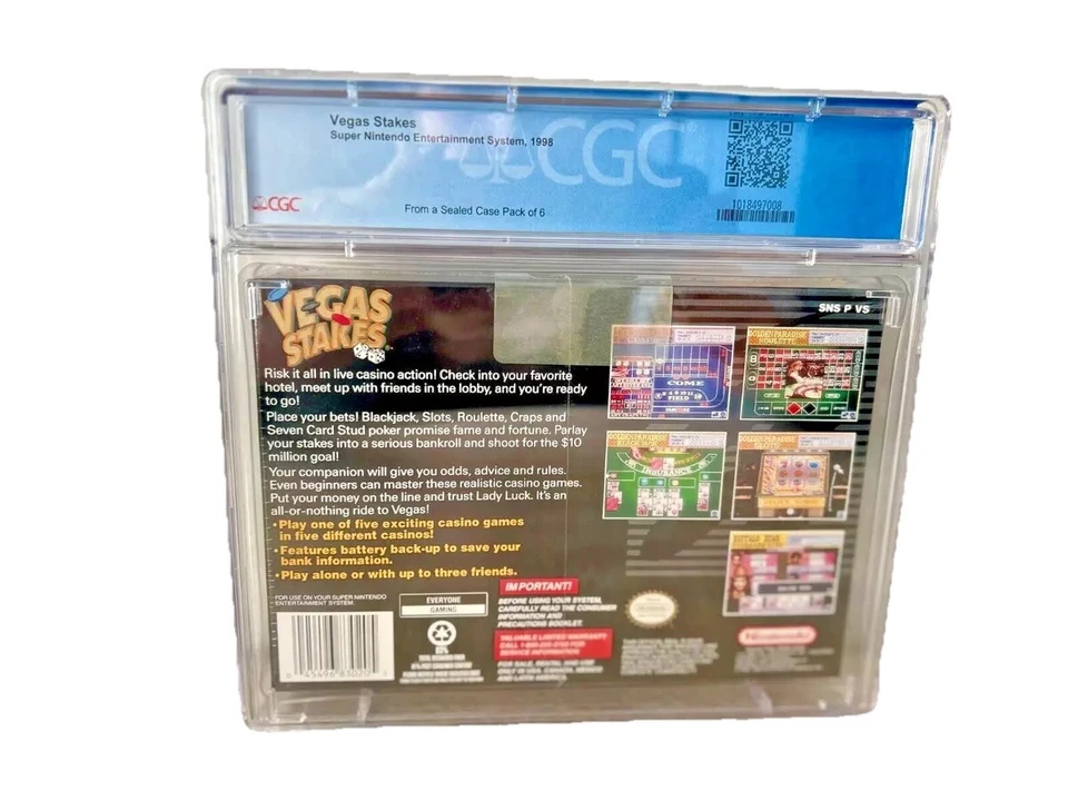 VEGAS STAKES Nintendo SNES 1998 SEALED CGC Universal Grade 9.4 -- Seal Grade A++ - Image 3 of 4