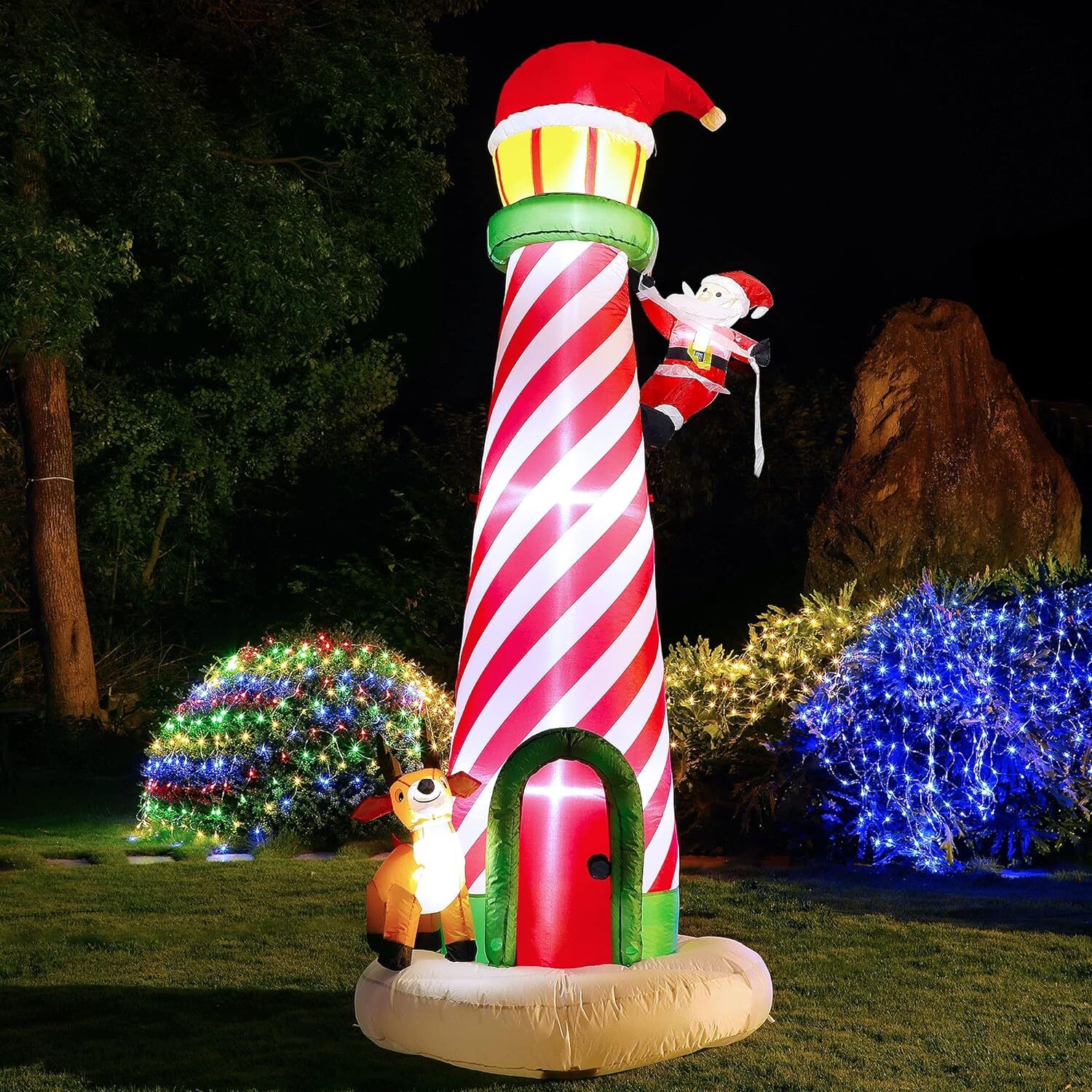 9.8FT Christmas Inflatable Decorations, Giant Blow up Lighthouse with