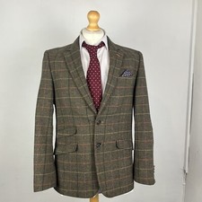 Joe Browns Tweed Blazer Jacket Men's 40R Brown Check Herringbone Sports Coat