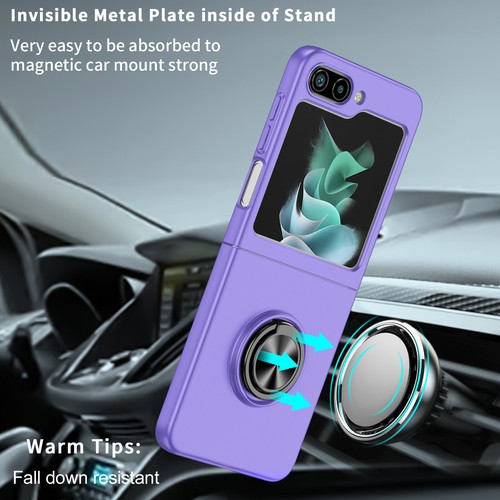 Smukłe etui magnetyczne do Samsung Galaxy Z Flip 6/5/4/3 Metalowy uchwyt pierścieniowy Kickstand - Zdjęcie 2 z 24