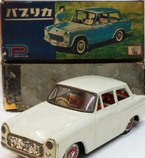 Asahi Toys Toyota Publica White Tinplate Friction Miniature Tin Toy F/S FEDEX