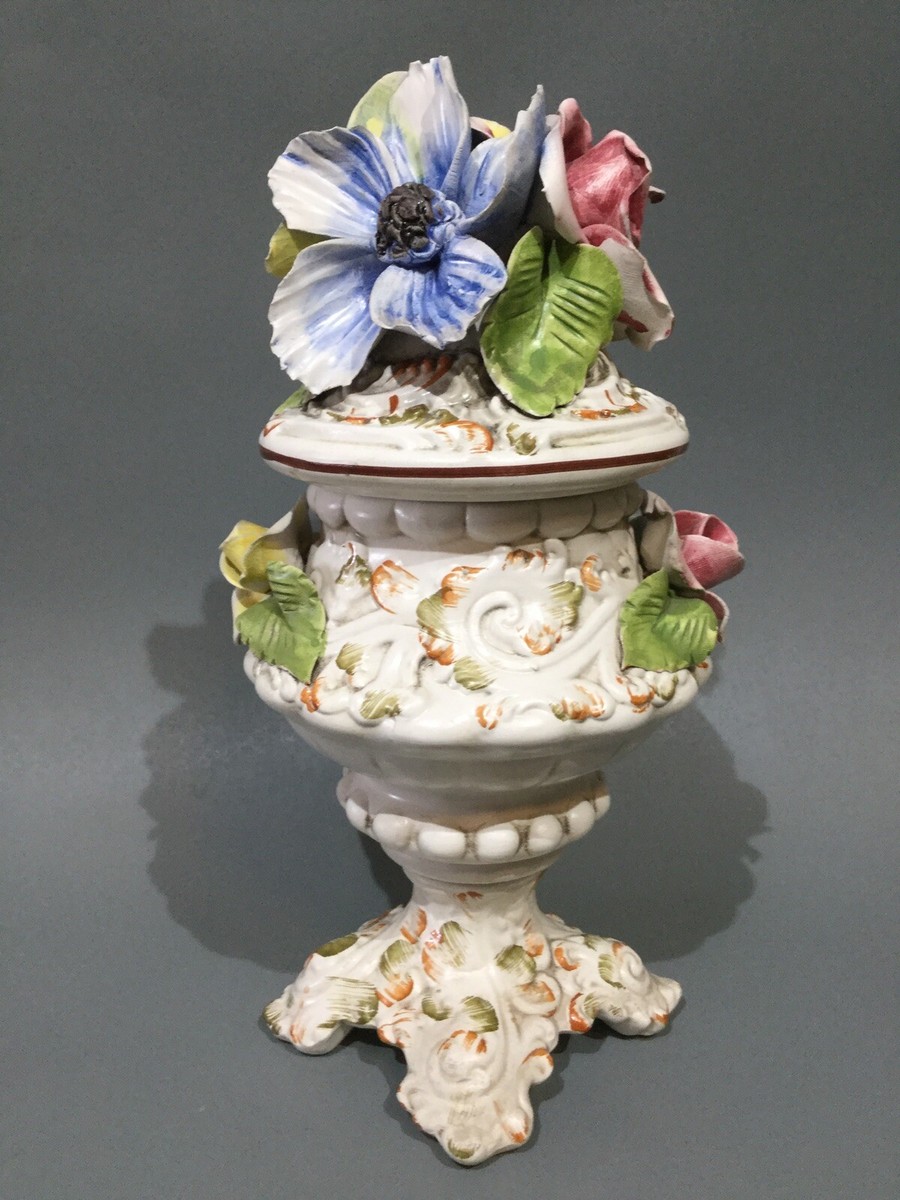 V Bassano Italy Porcelain Floral Lidded Vase | eBay