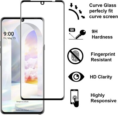 Pack For LG Velvet 5G Curved 3D Full Cover Tempered Glass Screen  Protector x2