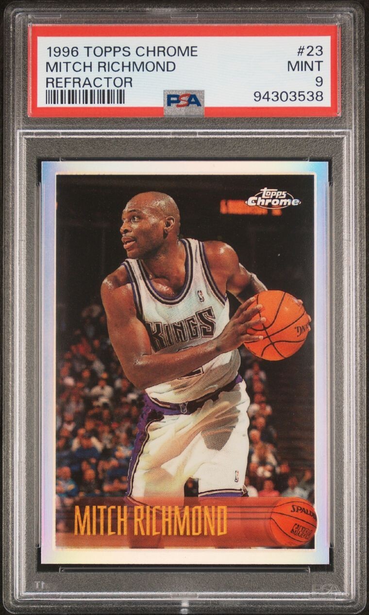 1996-97 Topps Chrome Basketball Refractor #23 Mitch Richmond PSA 9 MINT Low Pop!