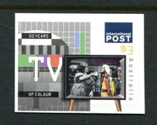 Sello folleto internacional de televisión a color 2025 50 años - MUH $3