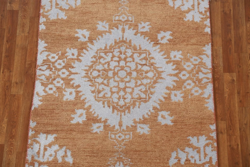 Abstract Transitional Oriental 4x6 Area Rug Hand-knotted Carpet - Image 4 of 4