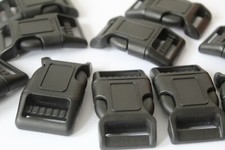  10 Black Plastic 25mm Curved Side Quick Release Buckles Contoured Clips