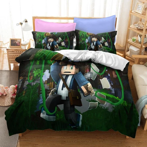 Minecraft Bettbezug Cartoons Bettwäsche Set Kissenbezug 135x200|200x200 Kinder - Bild 15 von 27