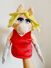 Disney Miss Piggy Muppet pupazzo a mano 12" vestito rosso 