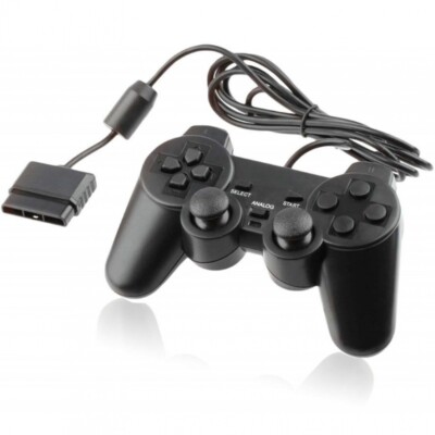 Wired Controller Compatible With Sony PlayStation 2 DualShock PS2 Black Joystick