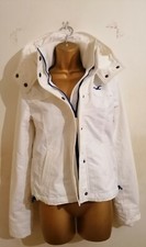 Hollister White Oversize Hooded Winter Crop Jacket Coat Mesh Lining Xs 6 8 10 12