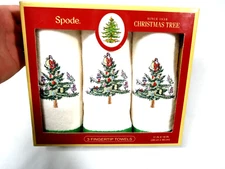 Spode Christmas Tree Finger Tip Towels 11'' x 18'' Set Of 3 New