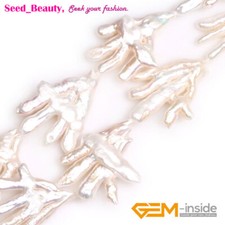 White Natural Freshwater Pearl Assorted Shape Baroque Beads Jewelry Making 15"