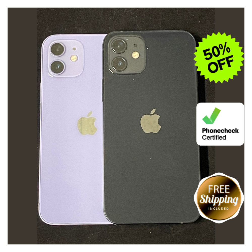Apple iPhone 12 Unlocked - 64GB/128GB - Good Condition - Black, Red, Purple