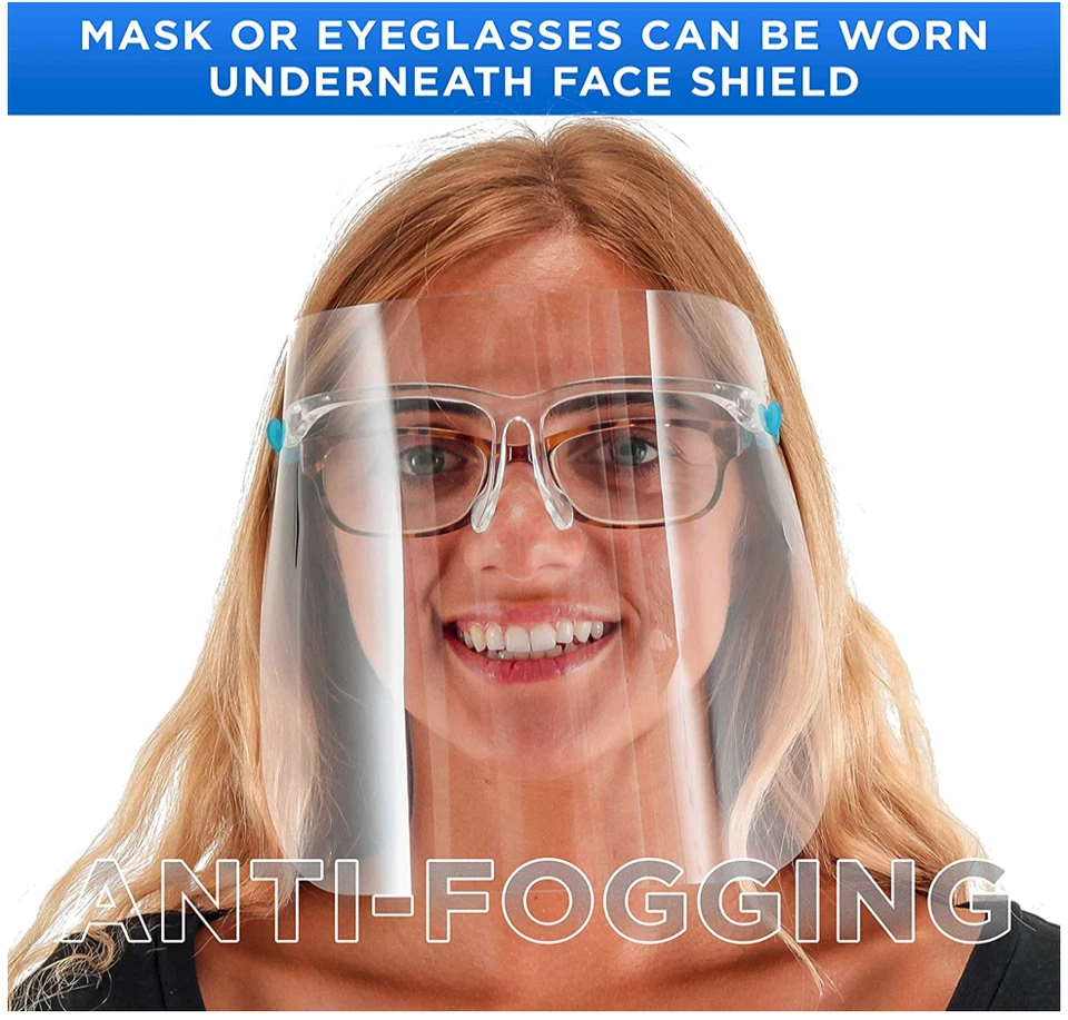 500 Pack Reusable Blue Glasses Face Shield Anti Air Dust Cover Unisex Protection - Image 3 of 4