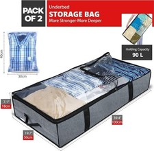 Mintry 90L underbed storage boxes- 2 X Large under bed storage box with 3 ZIPPER