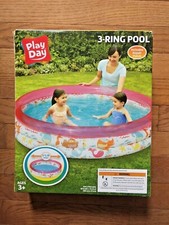 Play Day Round Inflatable 3-Ring Pool Kids Outdoor Summer Fun Activities New